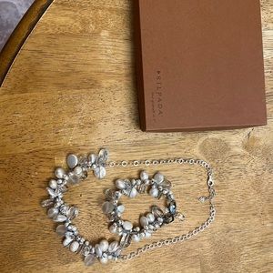 Silpada Pearl and Quartz Necklace and matching bracelet